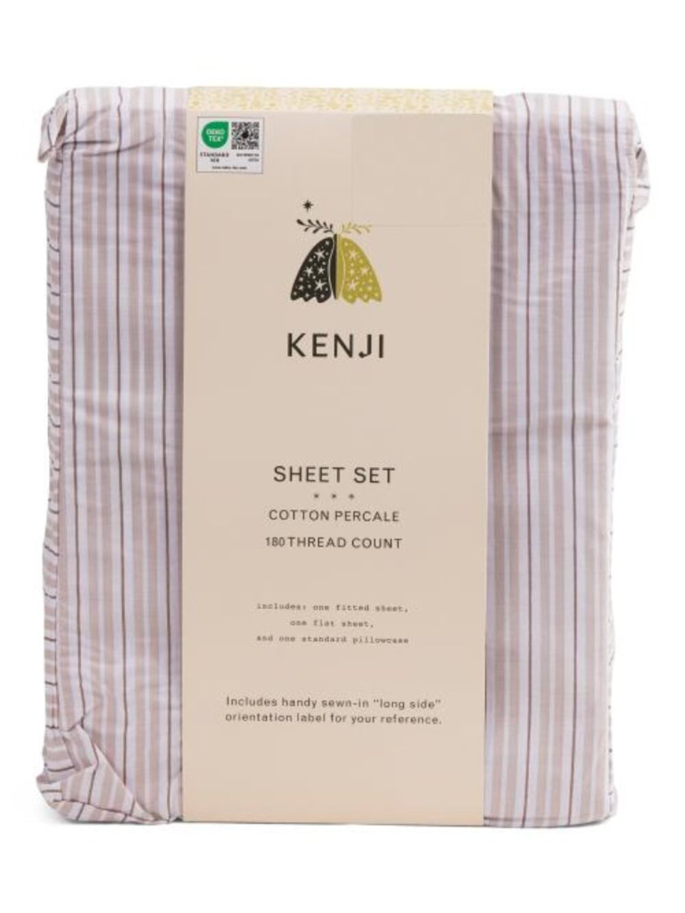 KENJI 180tc Cotton Percale Striped Sheet Set